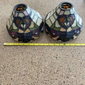 Stained Glass Tiffany-Style Lamp Shade Pair - Multicolor